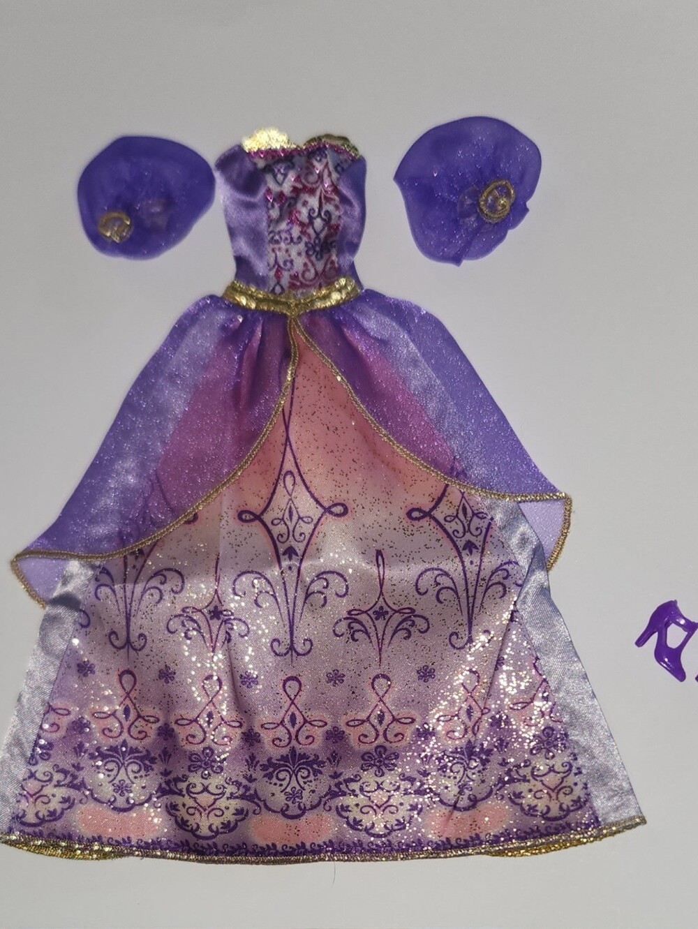 Fashion Doll Clothing Lot #4 PURPLE MUSKATEER Barbie Gown Set Cape Sleeves
